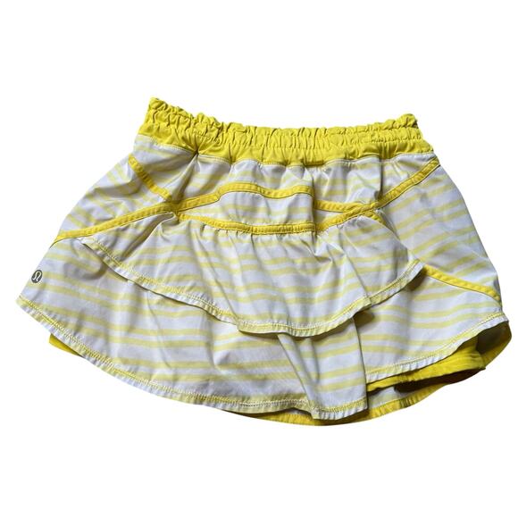 LULULEMON Yellow White Track Attack Lined Skirt Running Skort Women's XS Run - Picture 2 of 8